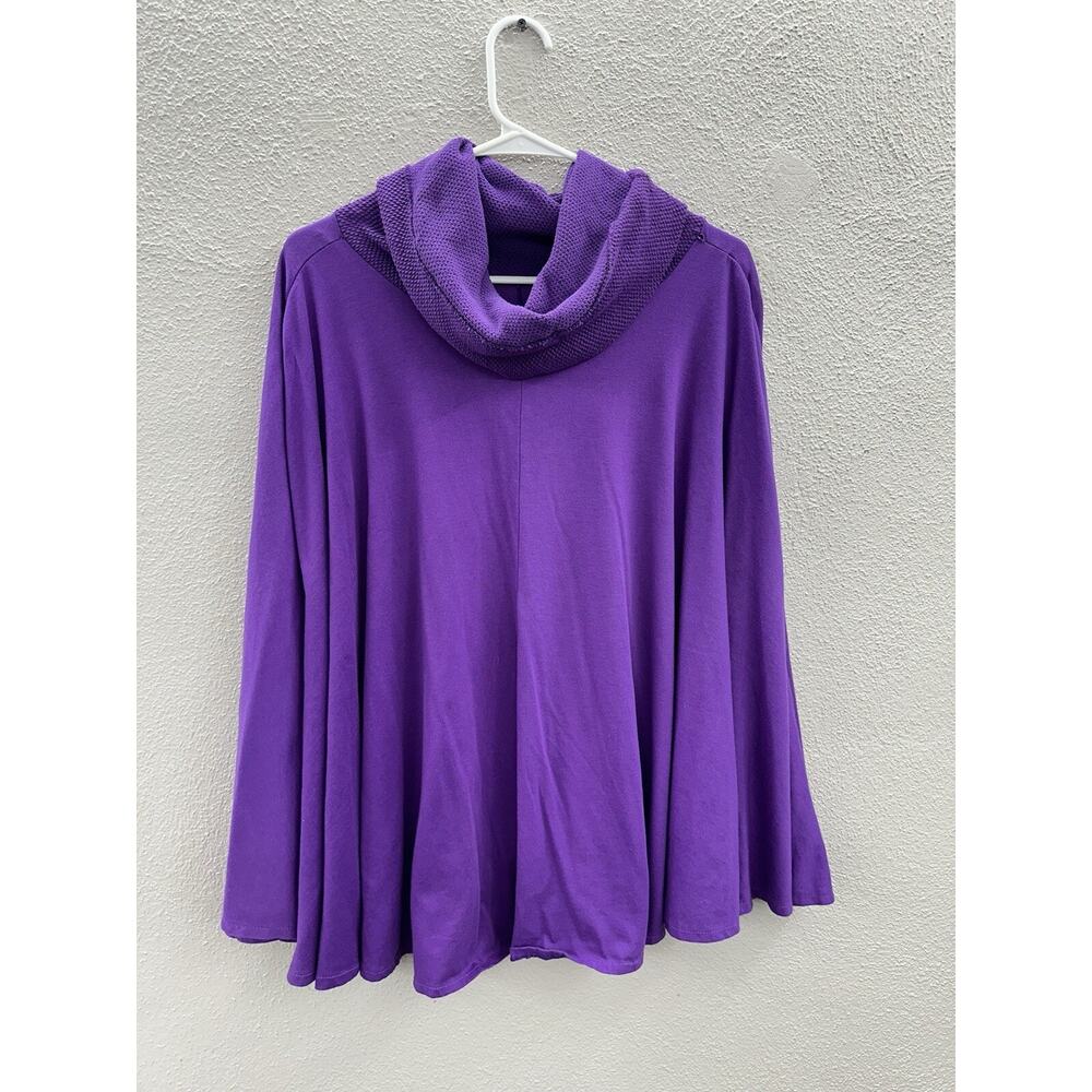Ardee Womens Poncho Sweater Size Large Purple Crowl Neck Pullover Vintage